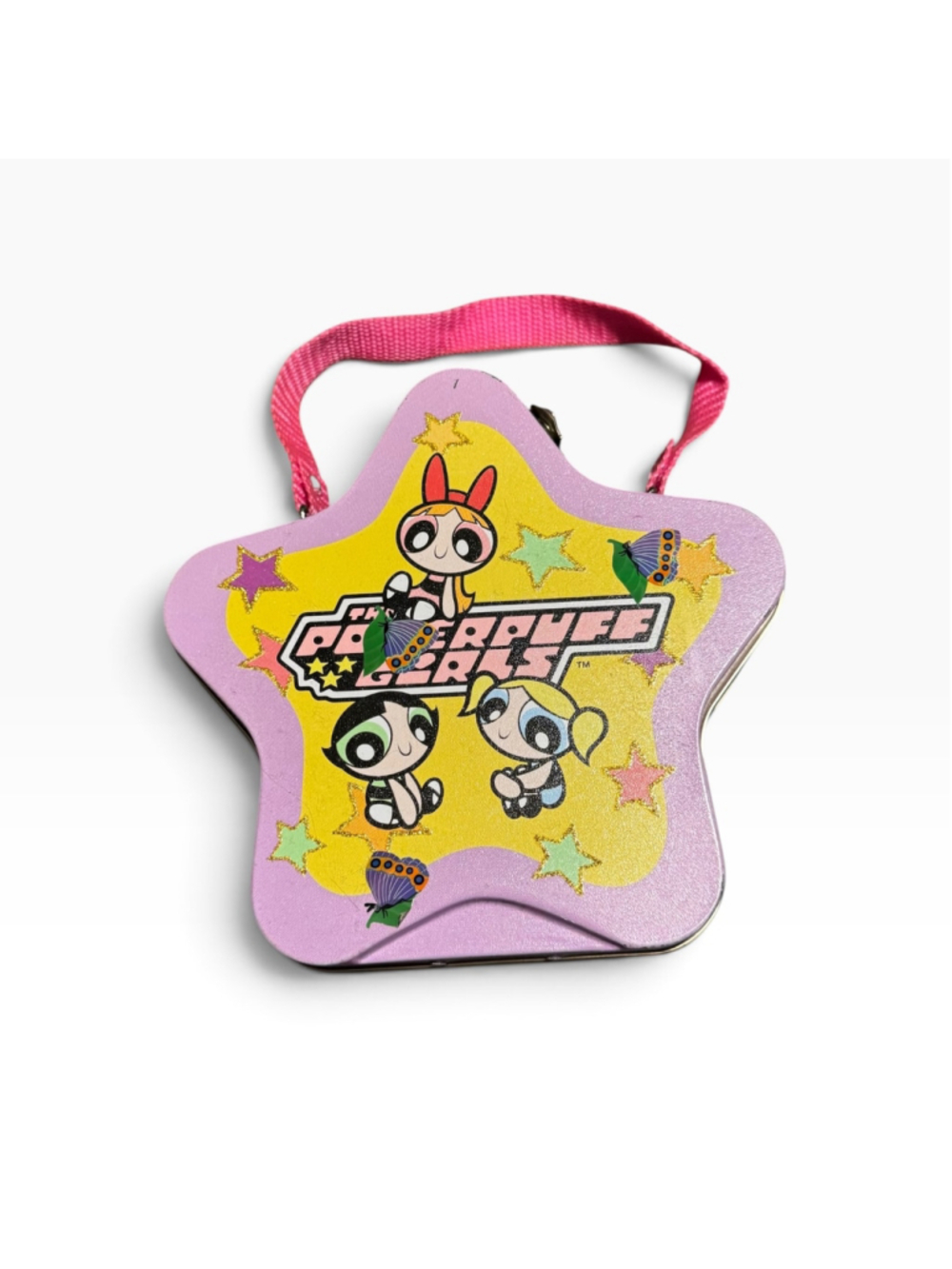 Y2k Vtg 2000 The Powerpuff Girls Star Tin Bag with Strap Cartoon Network